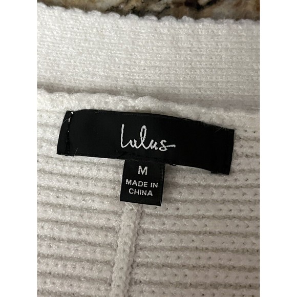 LULUS Cardigan Sweater Top Cuddly Moments Ivory Ribbed Balloon Sleeve Size M - Picture 9 of 10